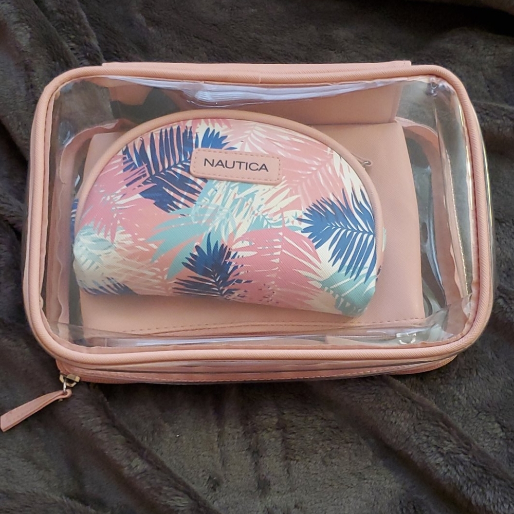 nautica make up cosmetic bags travel set peach